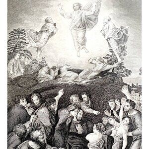 Raphael Transfiguration On The Mount Jesus 1872 Victorian Steel Engraving DWW8C
